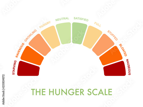 Fototapeta Hunger-fullness scale 0 to 10 for intuitive and mindful eating and diet control