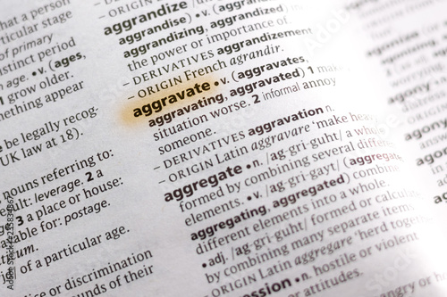 The word or phrase Aggravate in a dictionary.