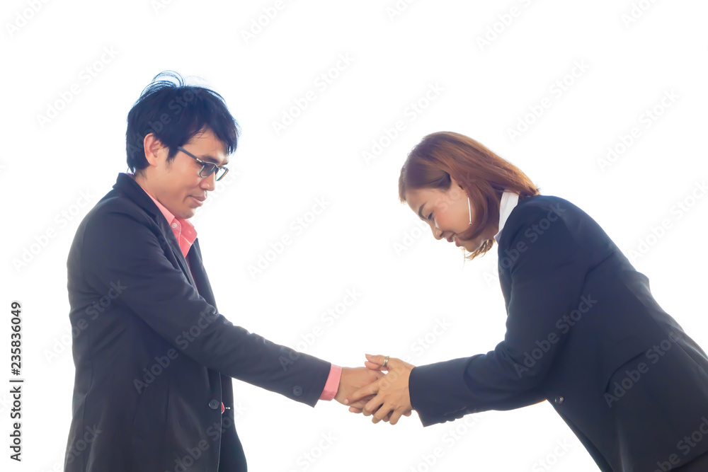 Business team to Shake hands to do business together. white background Business team to Shake hands to do business together. white background