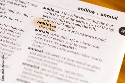 The word or phrase Anklet in a dictionary. © sharafmaksumov