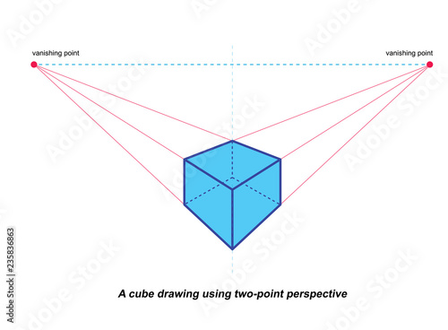  perspective drawings isolated on white background vector illustration
