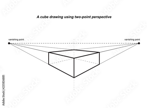  perspective drawings isolated on white background vector illustration

