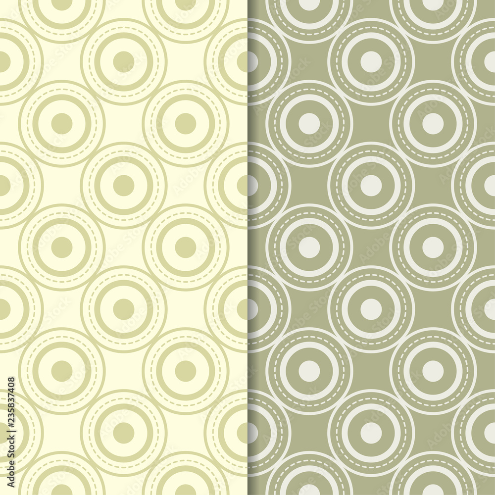 Fototapeta premium Olive green set of seamless geometric patterns