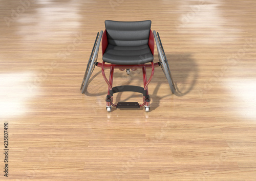 Sports Wheelchair On Polished Wooden Floor