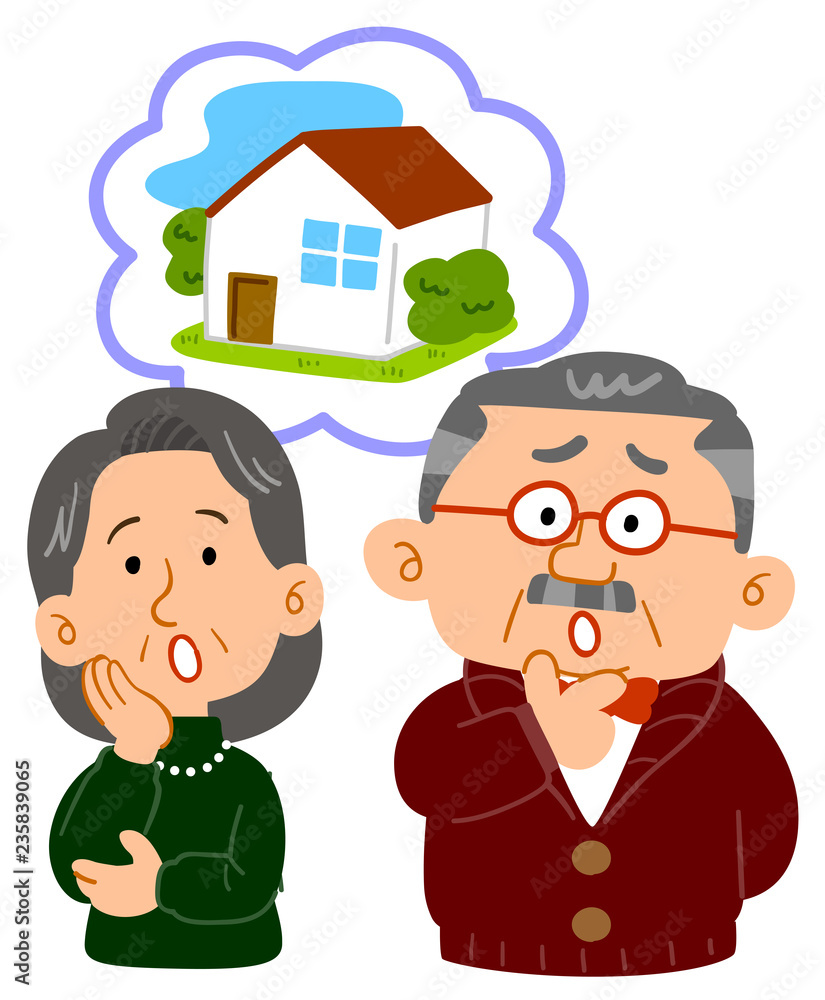 住宅について悩む中高年の夫婦　相談　上半身

