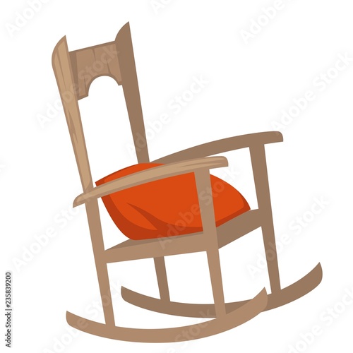 Rocking chair of wood with pillow on seat