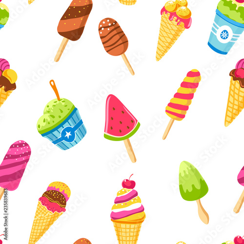 Ice cream with different tastes and shapes tasty food