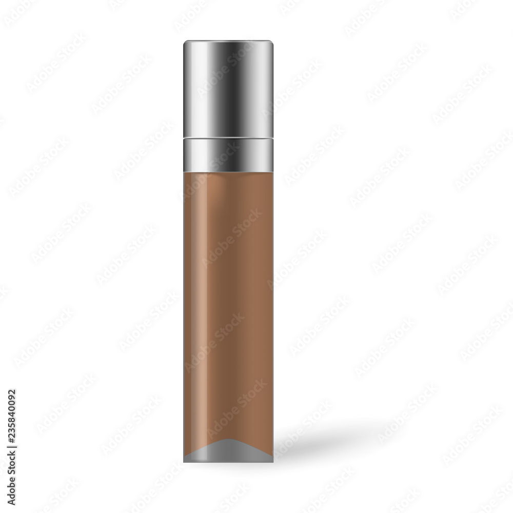 Make-up foundation - glass bottle with metal cap, vector mockup