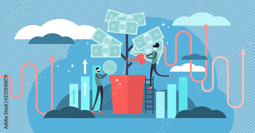 Investing vector illustration. Deposit profit and wealth growing business.