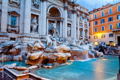 Rome, Italy, Trevi Fountain. Trevi fountain is the largest fountain in Rome, built in the Baroque style.