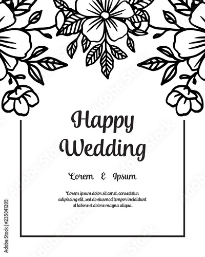 Vector decorative greeting card for wedding with floral hand draw