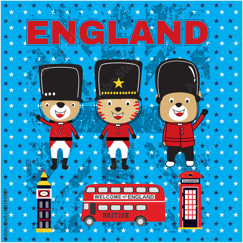 england soldier set cartoon vector