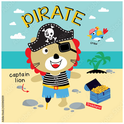 Vector cartoon of lion the pirate