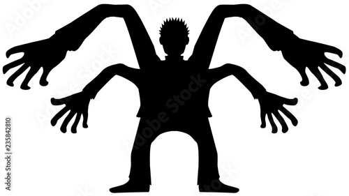 Four Arm Man Silhouette