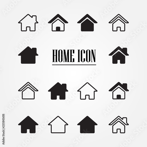 Set of home icon. Vector Illustration.