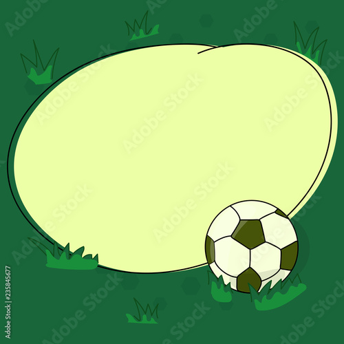 Design business concept Business ad for website promotion banners empty social media ad. Soccer Ball on the Grass and Blank Outlined Round Color Shape Vector
