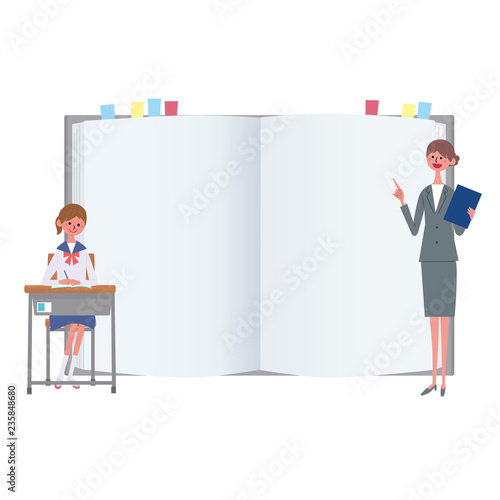  先生　生徒　学校案内　イラスト