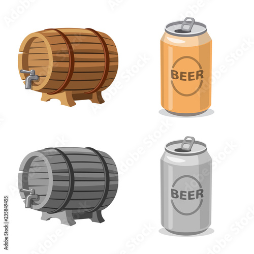 Isolated object of pub and bar sign. Set of pub and interior stock vector illustration.