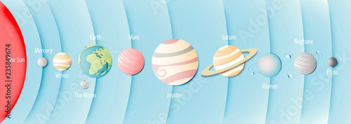 Paper art of Solar System Background and Abstract Design Vector