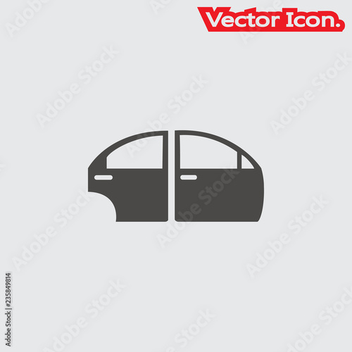 Car door icon isolated sign symbol and flat style for app, web and digital design. Vector illustration.