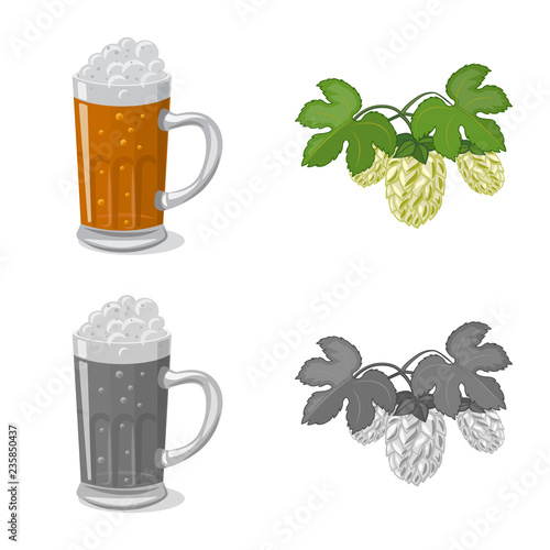 Vector design of pub and bar icon. Set of pub and interior stock symbol for web.