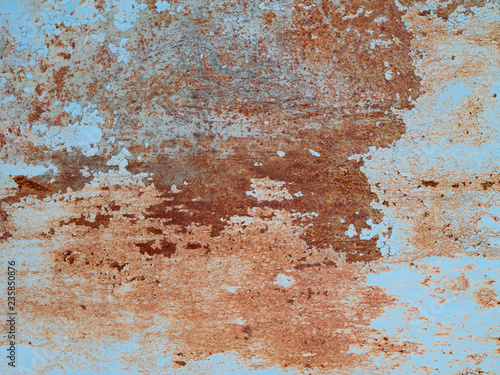 Abstract rusty  weathered blue metal background.