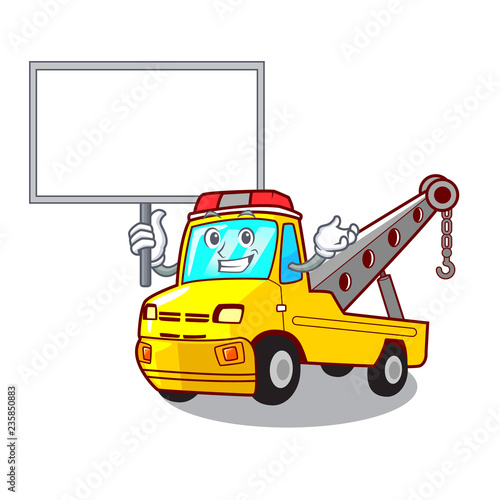 Bring board Cartoon tow truck isolated on rope