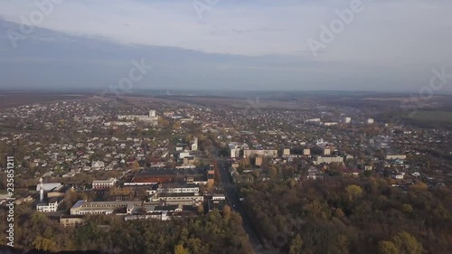 Wallpaper Mural Aerial: Small town of Kamianka in Ukraine, autumn time Torontodigital.ca