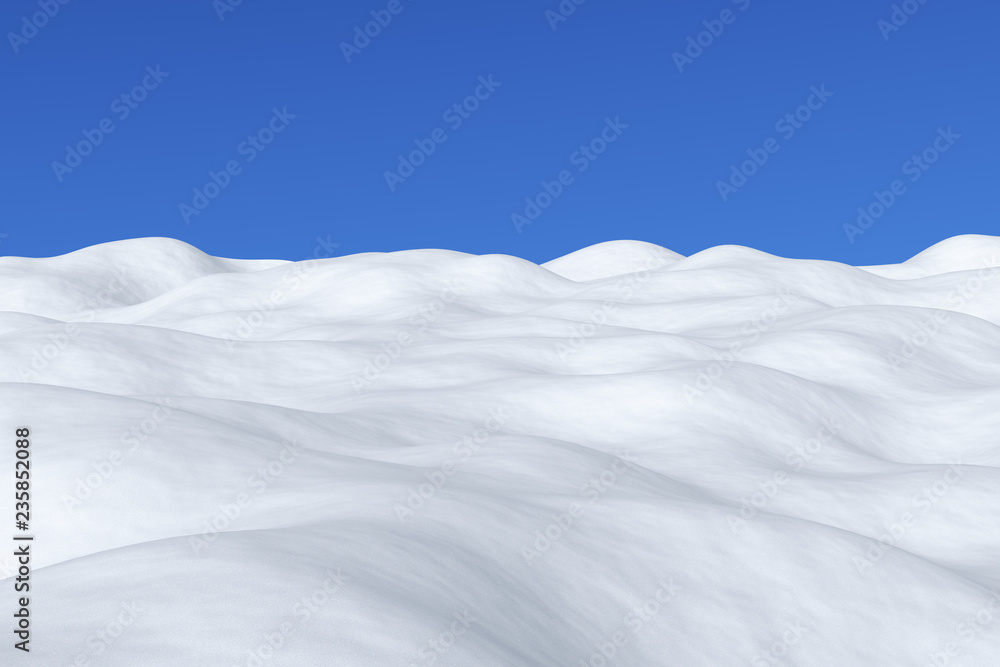 Obraz premium White snowy field with hills winter arctic landscape.