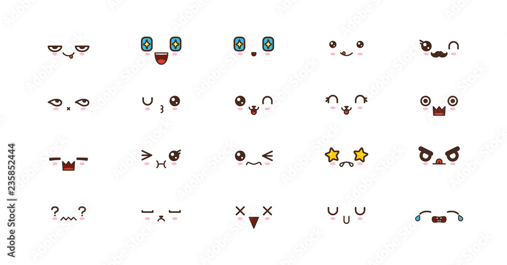 Kawaii smile emoticons. Japanese emoji Kawaii smile emoticons. Japanese emoji
