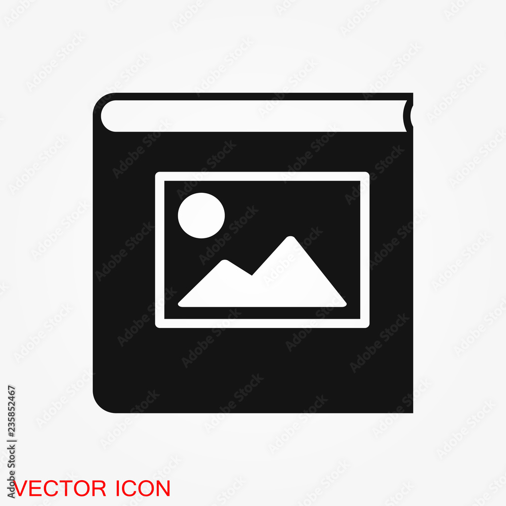 Photo album vector icon on white background. Photo album vector icon on white background.