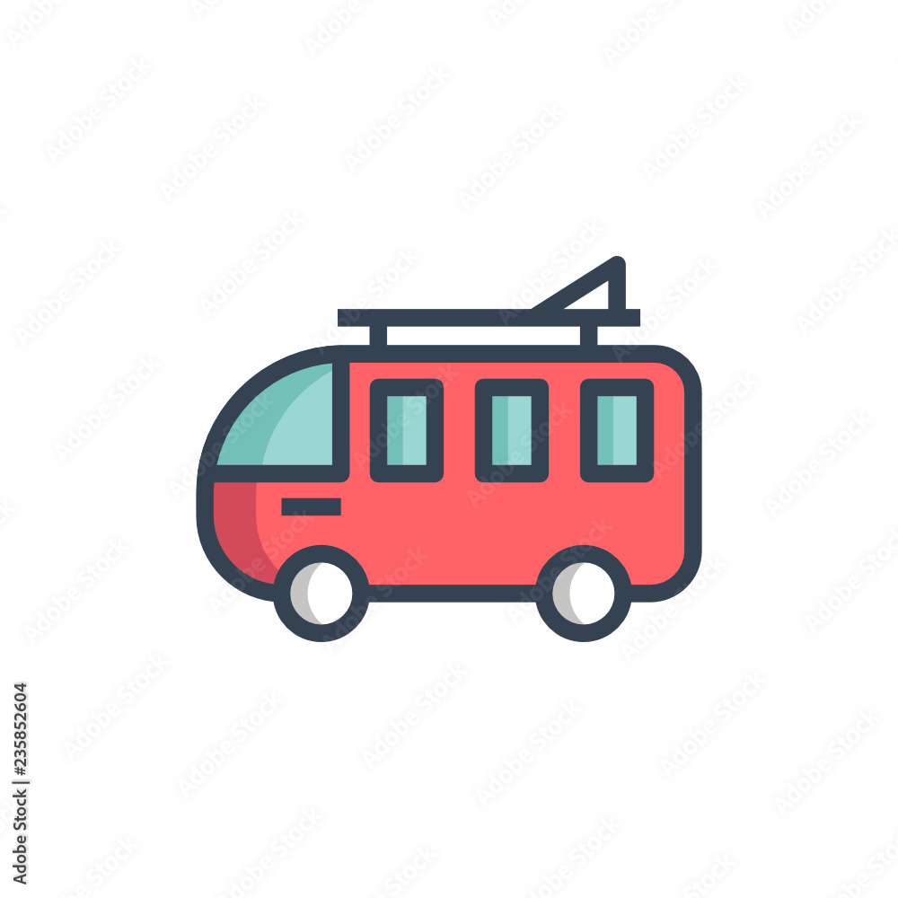 combi car icon vector with fill outline style. holiday icon