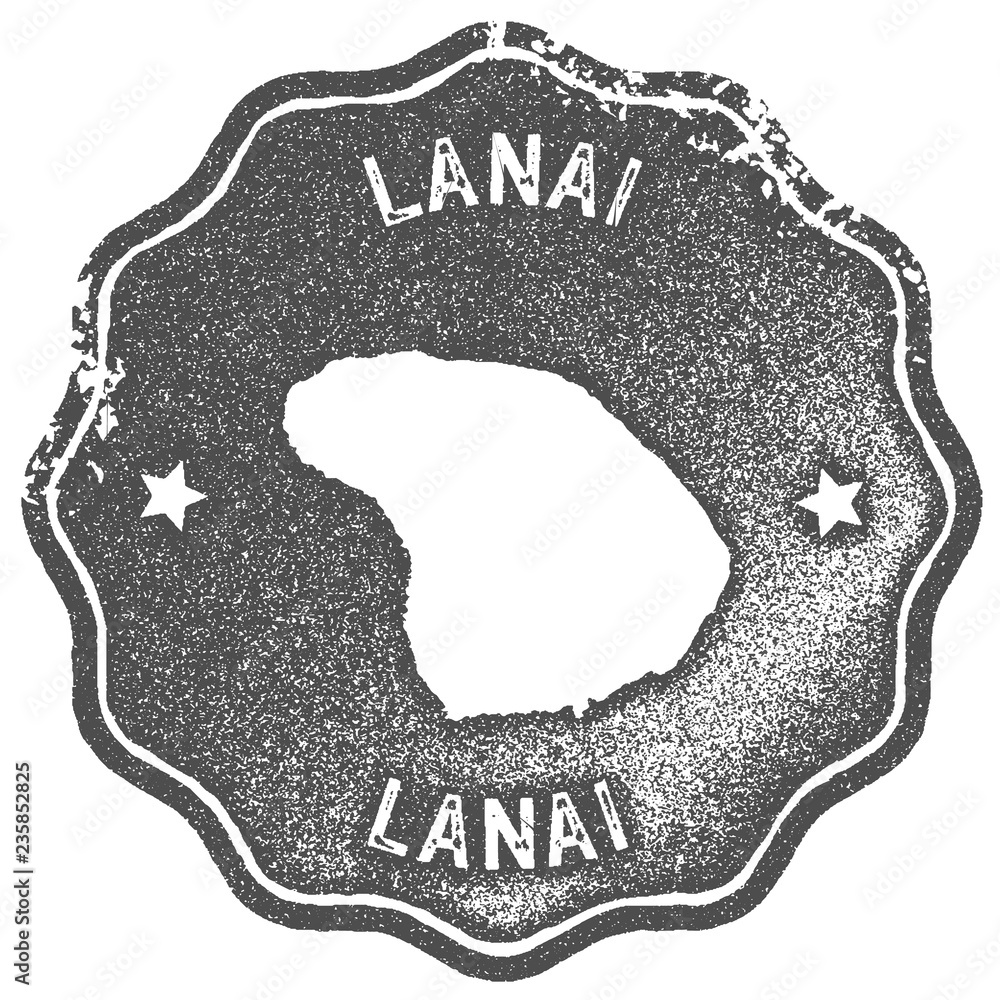 Lanai map vintage stamp. Retro style handmade label, badge or element ...