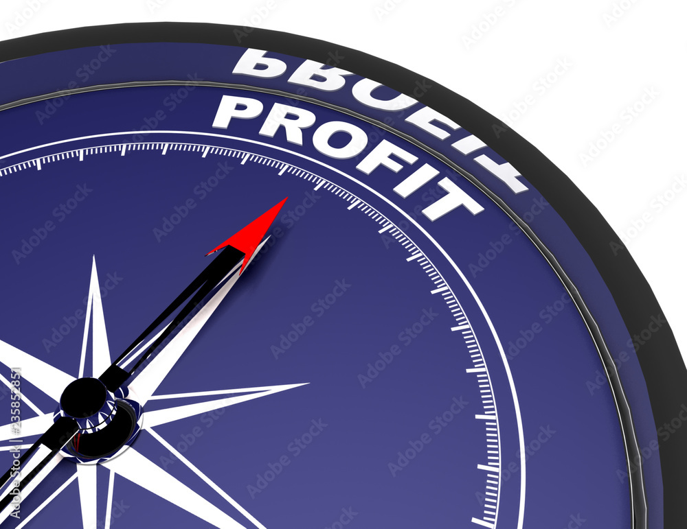 3d compass with text profit . 3d rendered illustration 3d compass with text profit . 3d rendered illustration