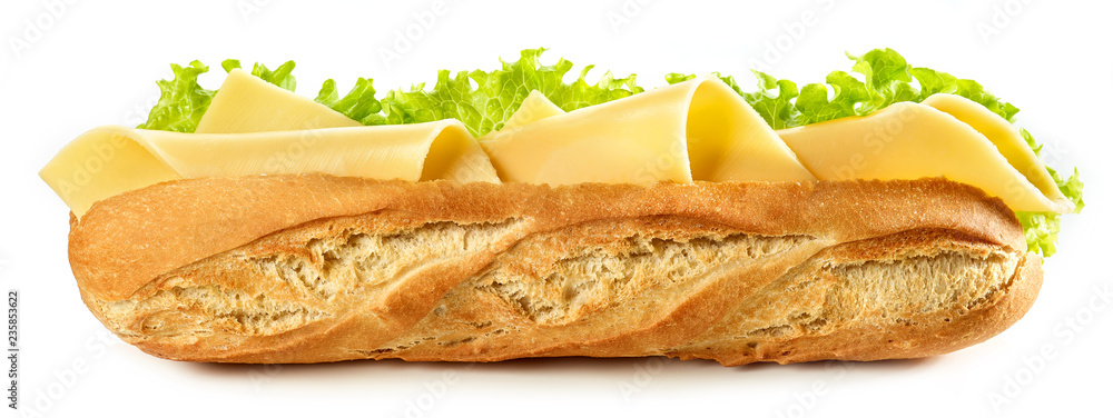 Baguette sandwich isolated on white background Baguette sandwich isolated on white background