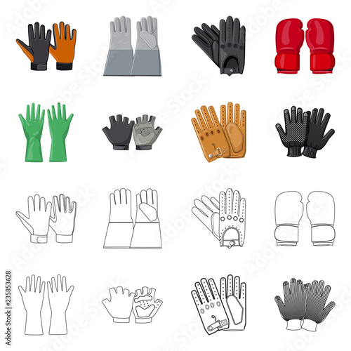 Isolated object of glove and winter sign. Set of glove and equipment stock vector illustration.