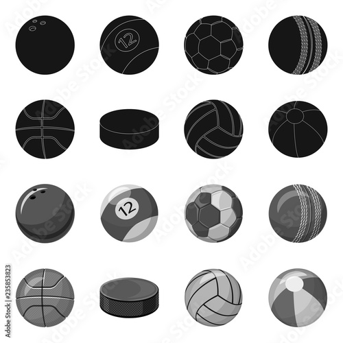 Isolated object of sport and ball logo. Collection of sport and athletic stock vector illustration.