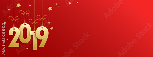 2019 on red banner with gold stars