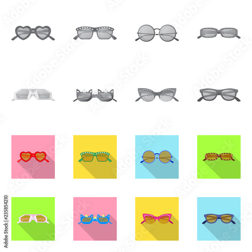 Isolated object of glasses and sunglasses logo. Set of glasses and accessory stock symbol for web.