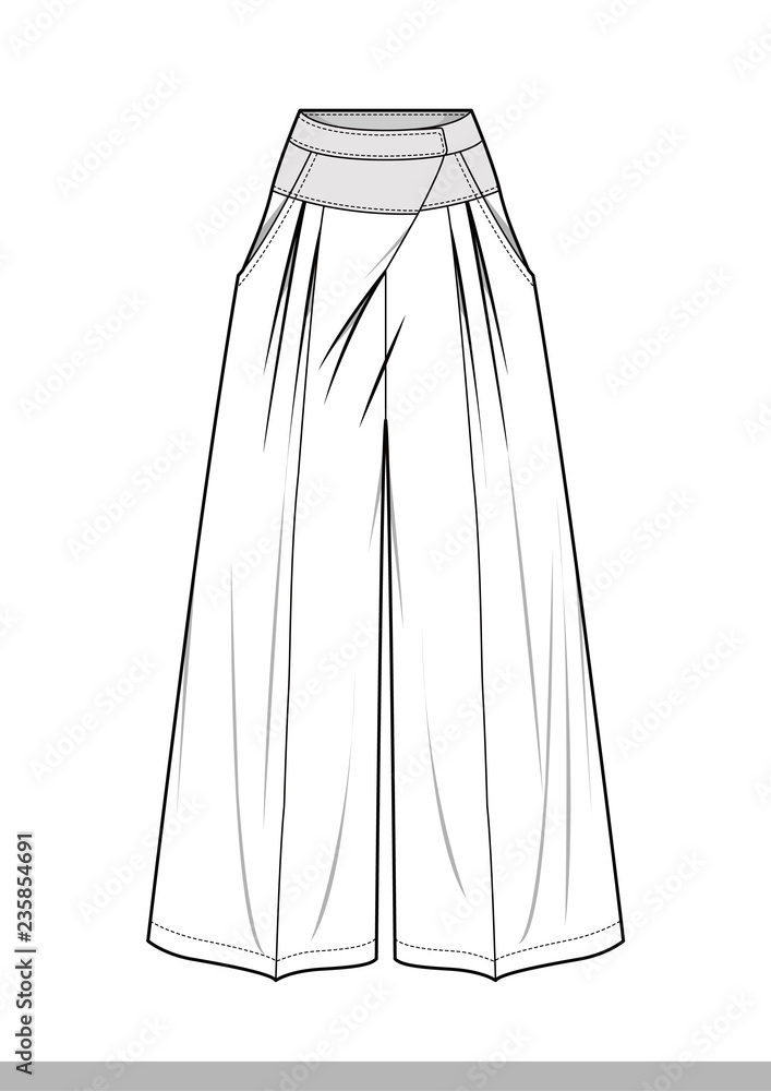 Pants fashion flat technical drawing template Stock Vector | Adobe Stock