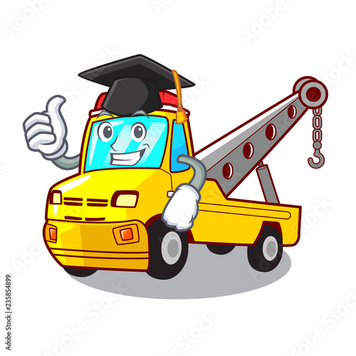 Graduation truck tow the vehicle with mascot