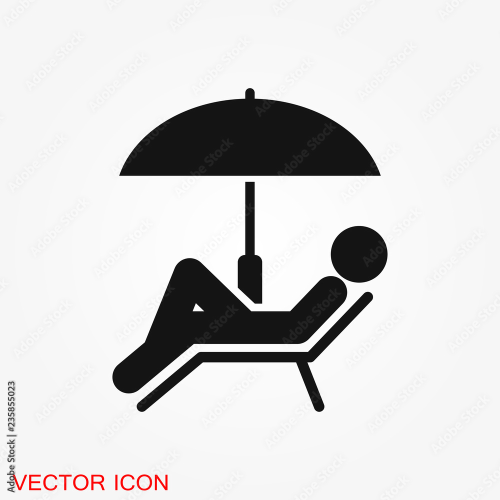 Beach icon vector of vacation and tourism, summer symbol Beach icon vector of vacation and tourism, summer symbol