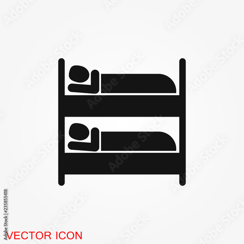 Bed icon vector, flat symbol on background.