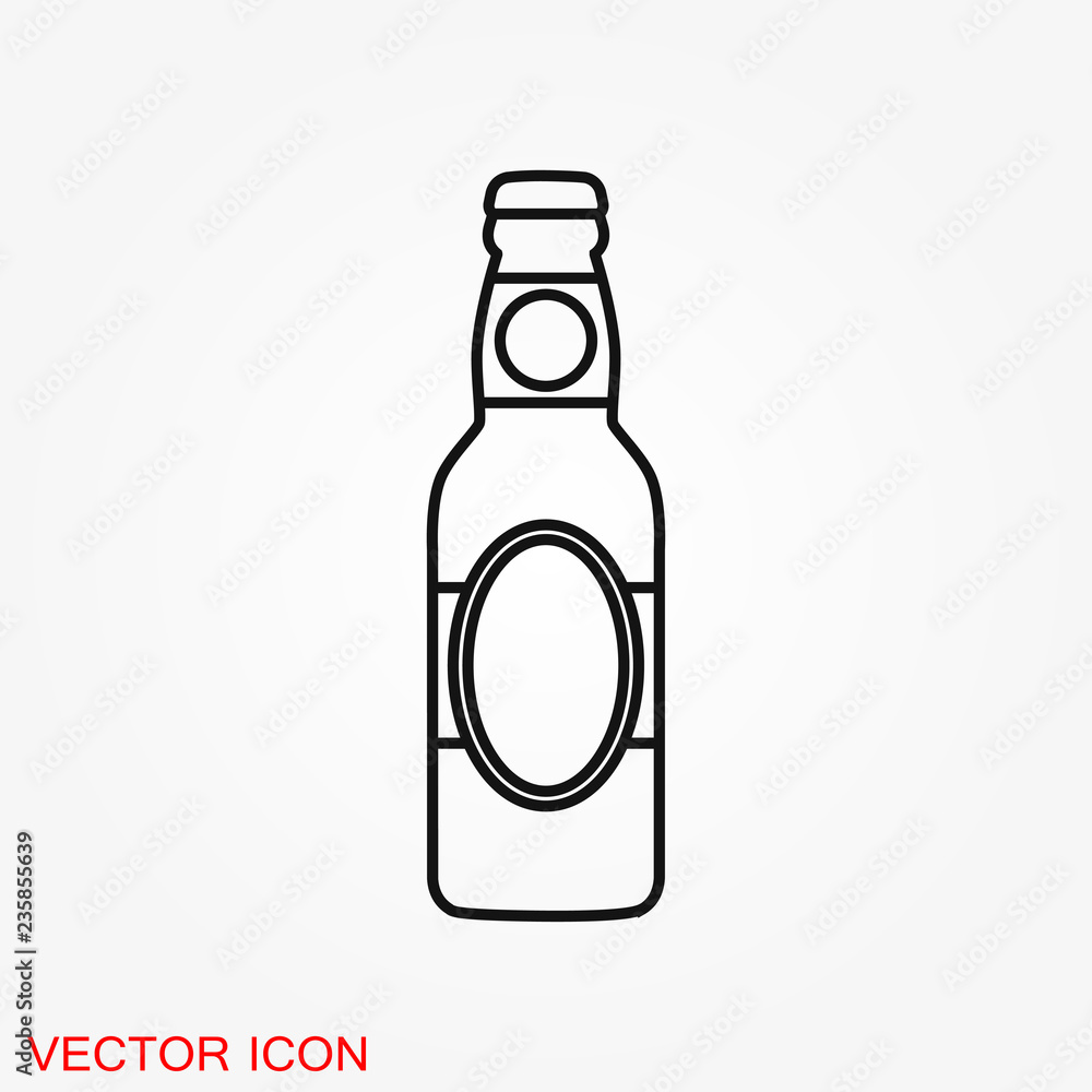 Beer bottle icon vector illustration for web and apps. Beer bottle icon vector illustration for web and apps.
