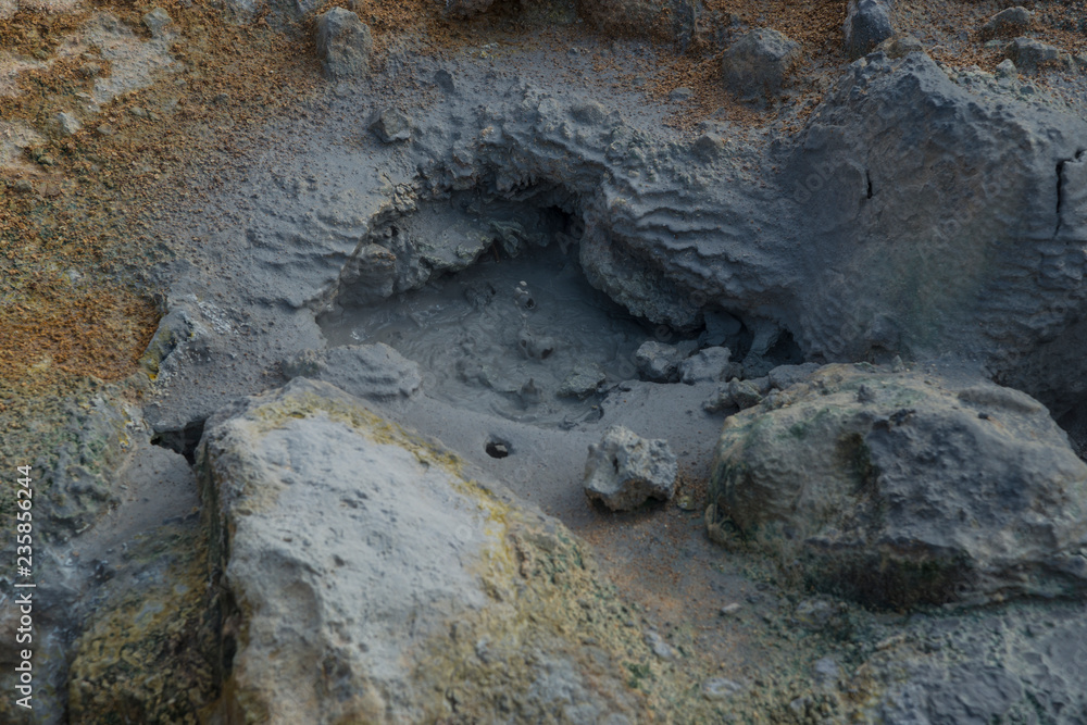 Naklejka premium Mud volcano close-up