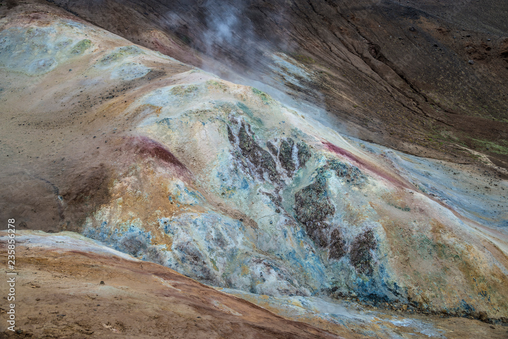 Multicolored ground in geothermal area