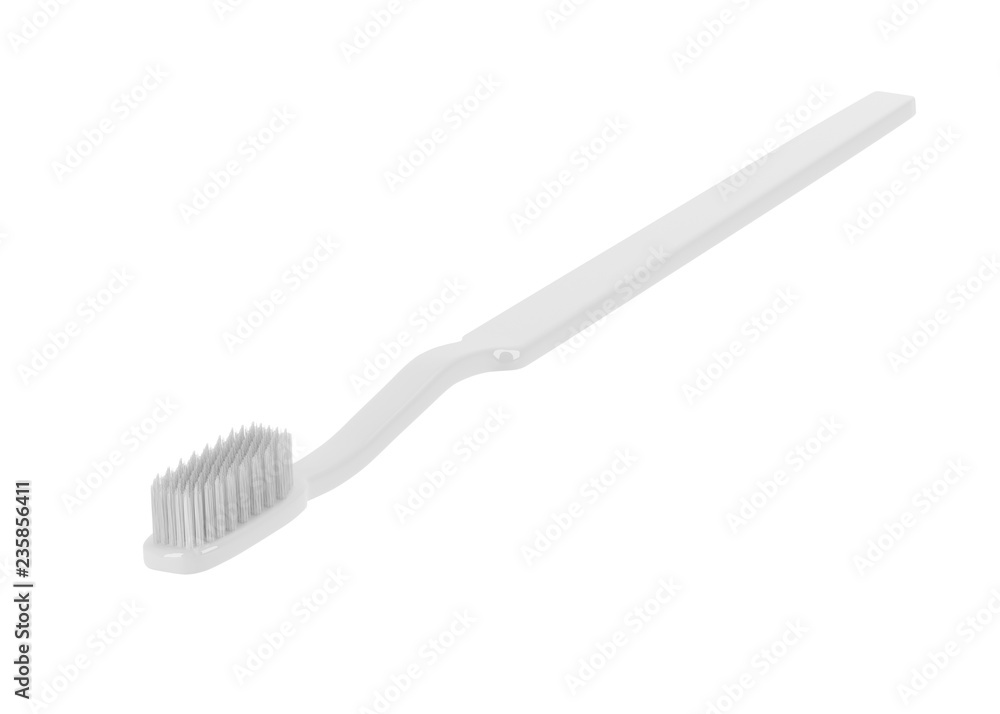 White toothbrush isolated on white background, mockup, template, 3d rendering. White toothbrush isolated on white background, mockup, template, 3d rendering.