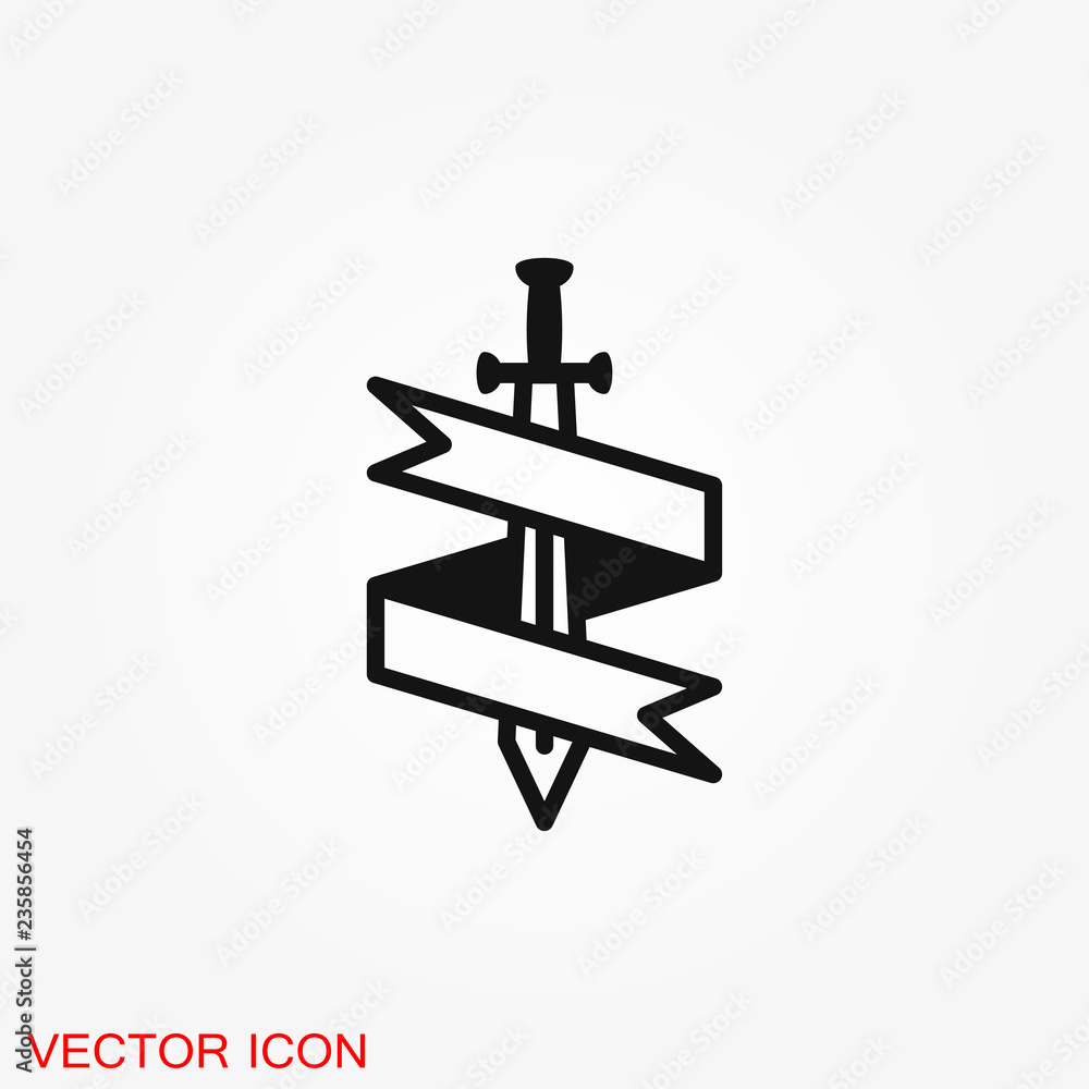 Sword icon, vector flat icon illustration isolated on background. Sword icon, vector flat icon illustration isolated on background.