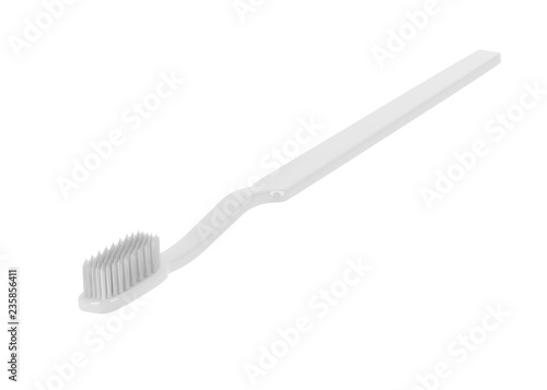 White toothbrush isolated on white background  mockup  template  3d rendering.