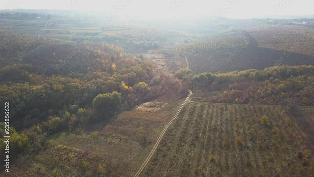 A flight over cultivated fields in the light of the autumn sun. A flight over cultivated fields in the light of the autumn sun.